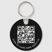 Zwarte QR Code Sleutelhanger Custom Logo Rond Alum (Voorkant)