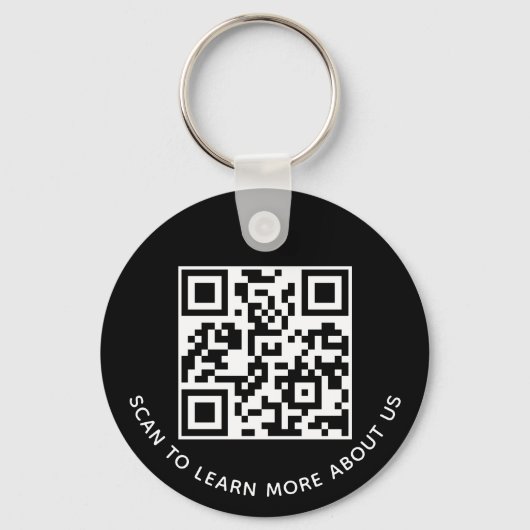 Zwarte QR Code Sleutelhanger Custom Logo Rond Alum (Voorkant)