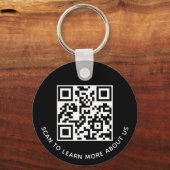 Zwarte QR Code Sleutelhanger Custom Logo Rond Alum (Voorkant)