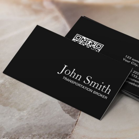 Zwarte QR-code Transportmakelaar minimalistisch Visitekaartje