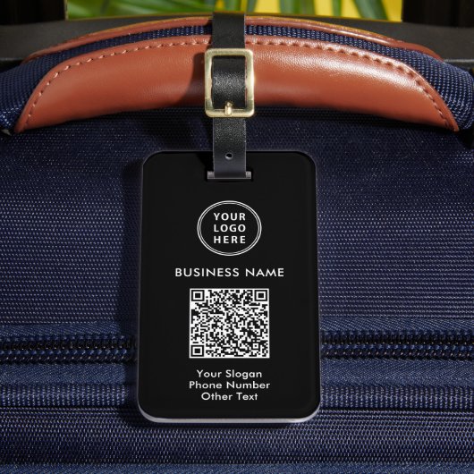 Zwarte QR-code voor bedrijfslogo Bagagelabel (Voorkant Insitu 2)