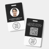 Zwarte QR-code voor bedrijfslogo op personeelskaar Badge (Voor- en achterkant)