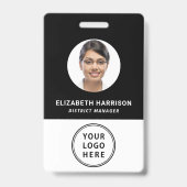 Zwarte QR-code voor bedrijfslogo op personeelskaar Badge (Voorzijde)