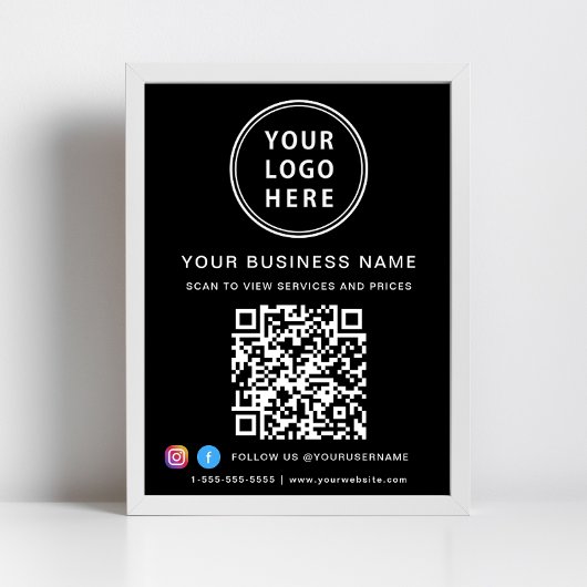 Zwarte QR-code voor bedrijfslogo op social media Poster