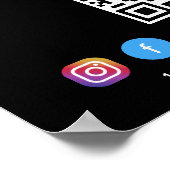 Zwarte QR-code voor bedrijfslogo op social media Poster (Hoek)