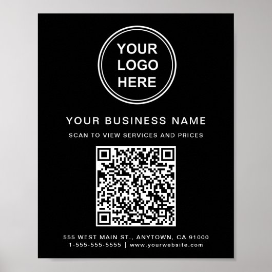 Zwarte QR-code voor bedrijfslogo Poster (Voorkant)