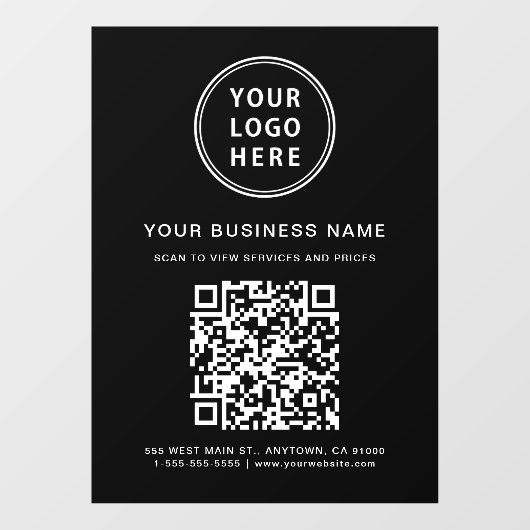 Zwarte QR-code voor bedrijfslogo Raamsticker (Vel)