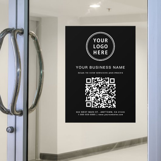 Zwarte QR-code voor bedrijfslogo Raamsticker