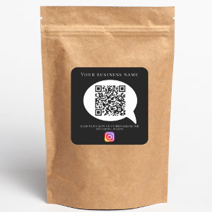 Zwarte QR-code voor bedrijfsnaam op social media i Vierkante Sticker