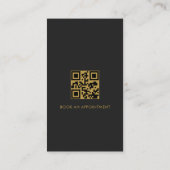 Zwarte QR-code voor herenkapper Visitekaartje (Achterkant)