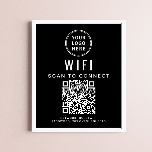 Zwarte QR-code voor zakelijk logo wifi-netwerk Poster