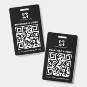 Zwarte QR-code website beurs bord Badge (Voor- en achterkant)
