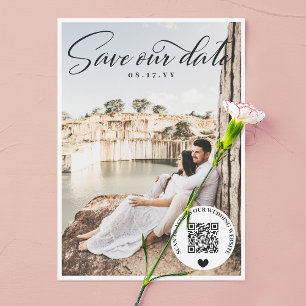 Zwarte QR Code Weddenschap Website Foto Opslaan Da Save The Date