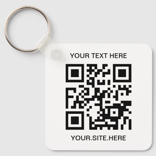Zwarte QR-codefoto Sleutelhanger (Voorkant)