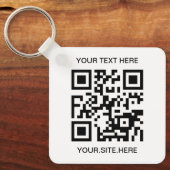 Zwarte QR-codefoto Sleutelhanger (Voorkant)