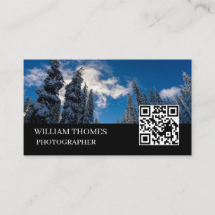 Zwarte QR-fotografieportfolio brandingstijl Visitekaartje