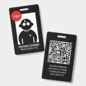 Zwarte QR-gecodeerd V2-personeelsbadge Badge (Voor- en achterkant)