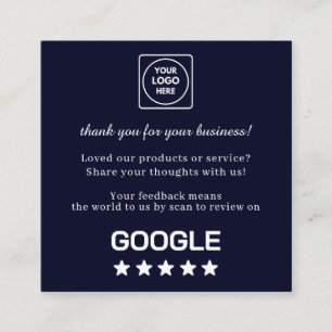 Zwarte QR Google Reviews Aangepaste Bedanklink Vierkante Visitekaartje