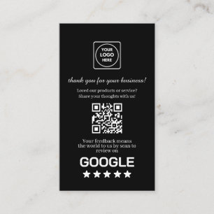Zwarte QR Google Reviews Aangepaste Bedanklink Visitekaartje