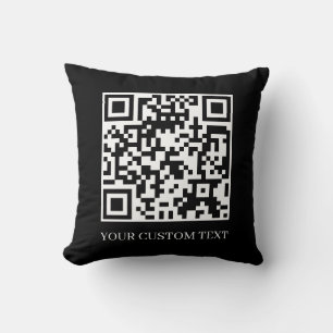 Zwarte QR   Minimalistisch Scan Me-ontwerp Kussen