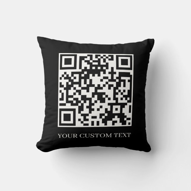 Zwarte QR | Minimalistisch Scan Me-ontwerp Kussen (Voorkant)