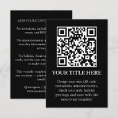 Zwarte QR | Modern Minimaal Scan Me-ontwerp Kaart (Voorkant / Achterkant)