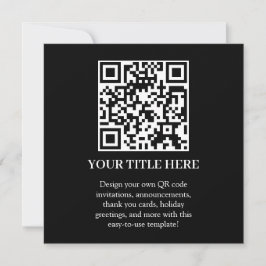Zwarte QR | Modern Minimaal Vierkant Design Kaart