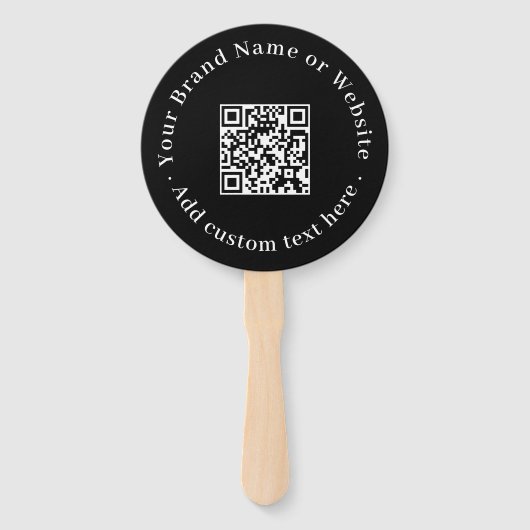 Zwarte QR | Modern Minimalistisch Rond Design Handwaaier (Voorkant)