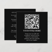 Zwarte QR | Modern Minimalistisch Vierkant Design Kaart (Voorkant / Achterkant)