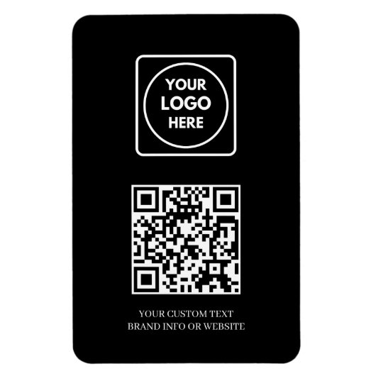 Zwarte QR | Professioneel Modern Zakelijk Logo Magneet (Verticaal)