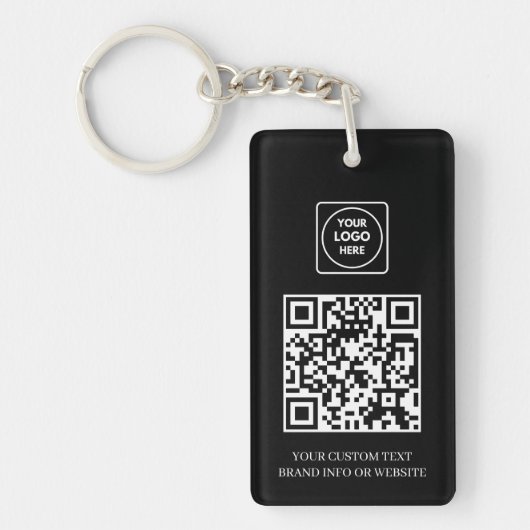Zwarte QR | Professioneel zakelijk logoontwerp Sleutelhanger (Voorkant)