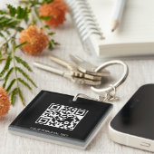Zwarte QR-website-link professioneel merkdesign Sleutelhanger (Voorkant Rechts)