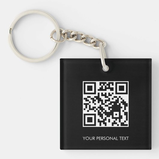 Zwarte QR-website-link professioneel merkdesign Sleutelhanger (Voorkant)