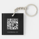 Zwarte QR-website-link professioneel merkdesign Sleutelhanger (Achterkant)
