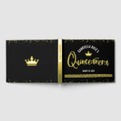 Zwarte Quinceañera Crown Script Vet Echt Gouden Fo Gastenboek (Volledig)