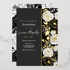 Zwarte Quinceañera Folie Uitnodiging