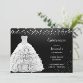 Zwarte Quinceanera Princess White Gown Lights Kaart (Staand voorkant)