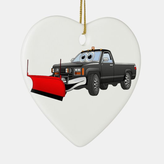 Zwarte R sneeuwschuiver pick-up Cartoon Keramisch Ornament (Rechts)