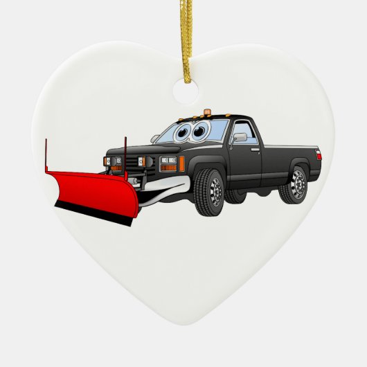 Zwarte R sneeuwschuiver pick-up Cartoon Keramisch Ornament (Voorkant)