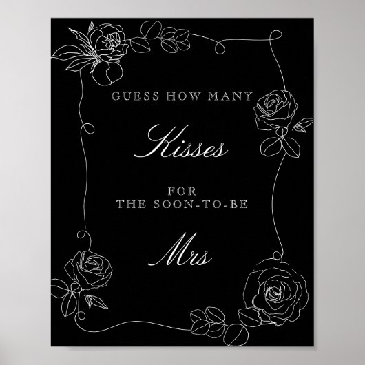 Zwarte raad hoeveel kussen bruidsfeest spel Pos Poster (Voorkant)