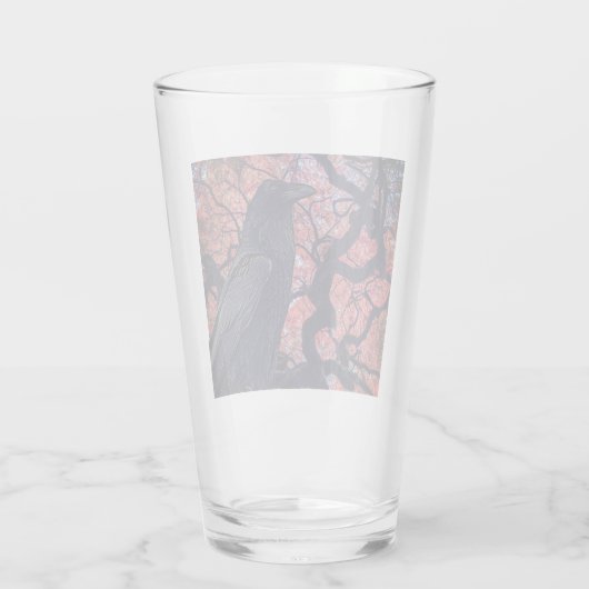 Zwarte Raaf en Kromme Japanse Esdoorn Glas (Achterkant)