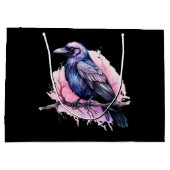 Zwarte raaf op een tak illustratie groot cadeauzakje (Achterkant)