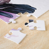 Zwarte raaf op een tak illustratie legpuzzel (Zijkant)