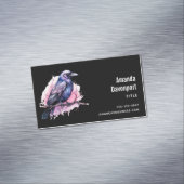 Zwarte raaf op een tak illustratie magnetisch visitekaartje (Voorbeeld)