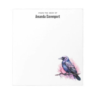 Zwarte raaf op een tak illustratie notitieblok