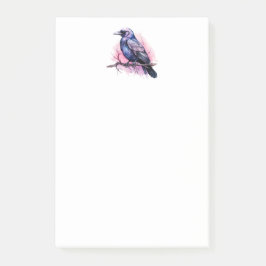 Zwarte raaf op een tak illustratie post-it® notes