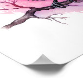 Zwarte raaf op een tak illustratie poster (Hoek)