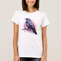 Zwarte raaf op een tak illustratie