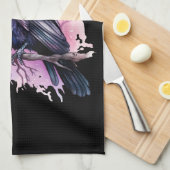 Zwarte raaf op een tak illustratie theedoek (Quarter Fold)