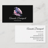 Zwarte raaf op een tak illustratie visitekaartje (Voorkant / Achterkant)